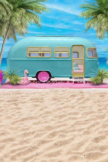 Road Trip Chic - Blue Camper - With Sweep Option