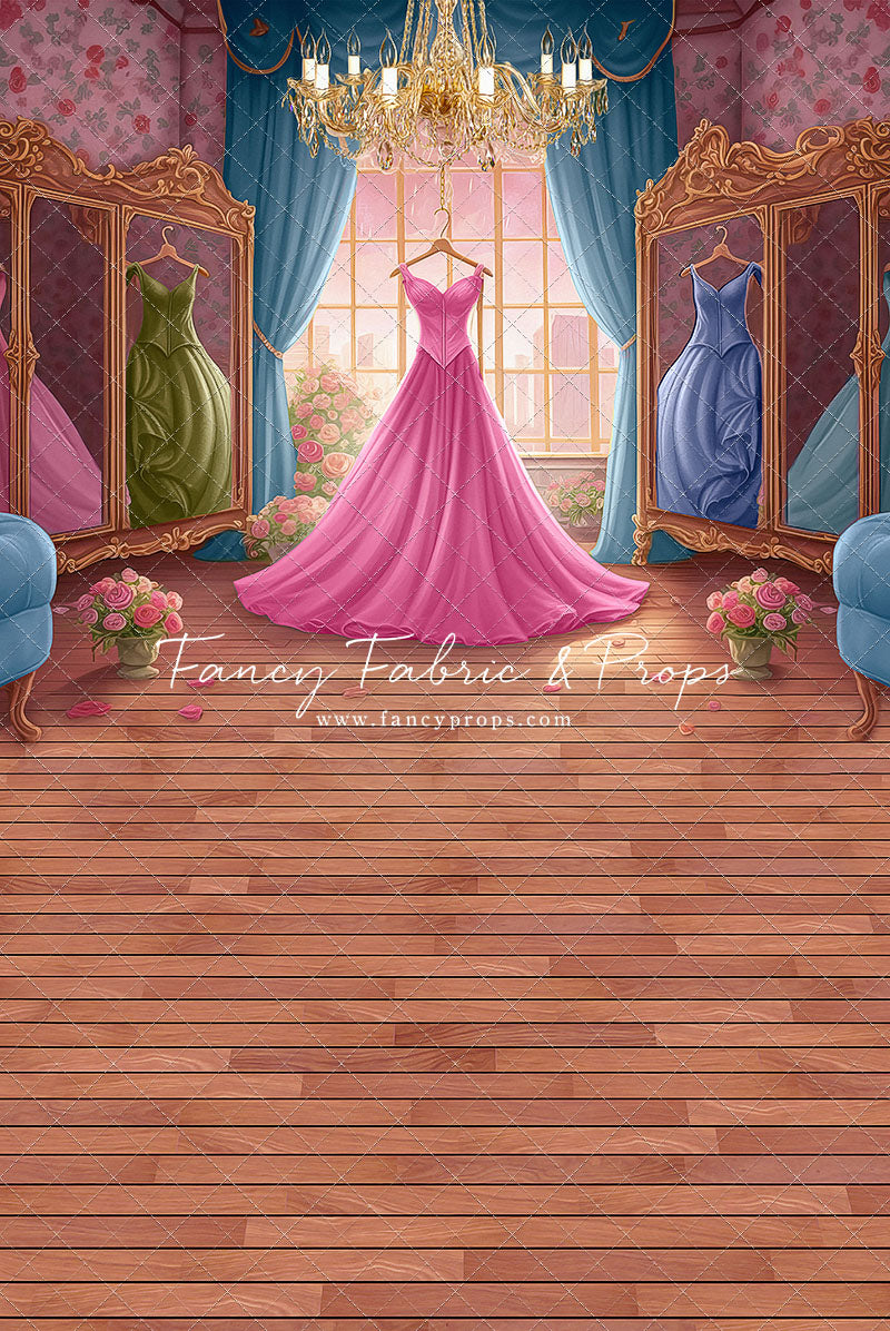 Dress Like A Princess - Pink Dress/Blue Curtains - With Sweep Option