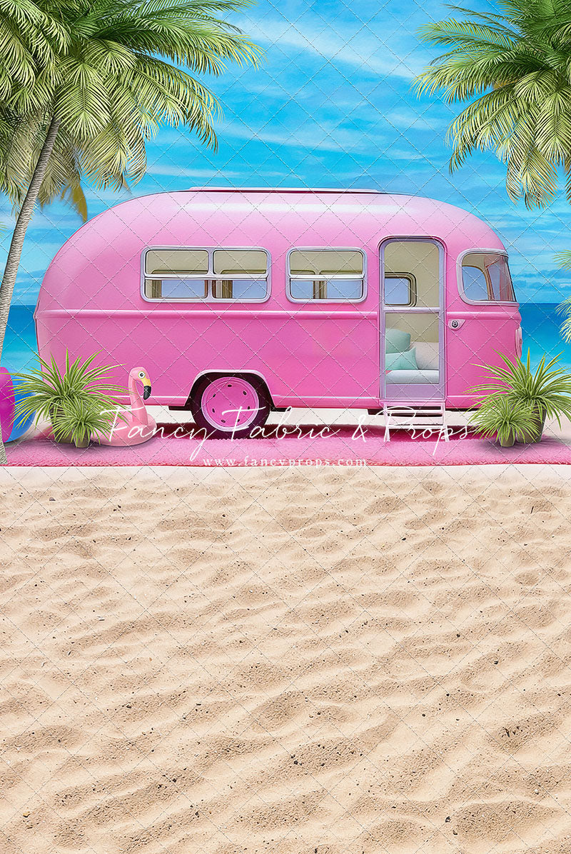 Road Trip Chic - Pink Camper - With Sweep Option