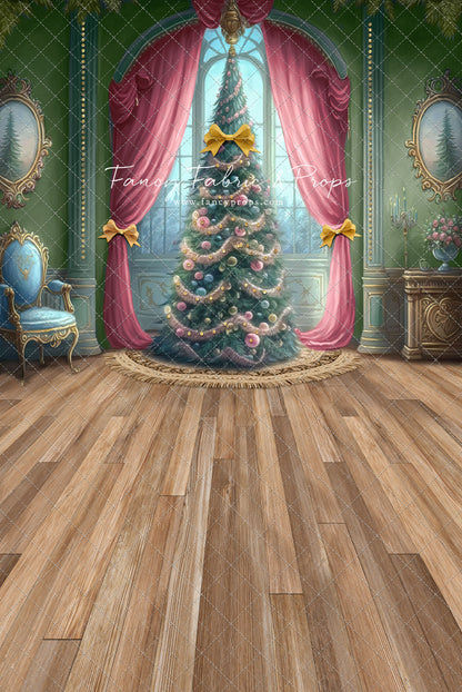 Christmas Wishes - Green With Wood Floor - with Sweep Option