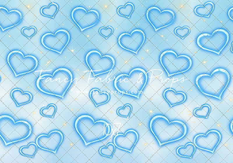 Blue Puffy Hearts - With Sweep Option