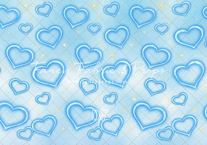 Blue Puffy Hearts - With Sweep Option