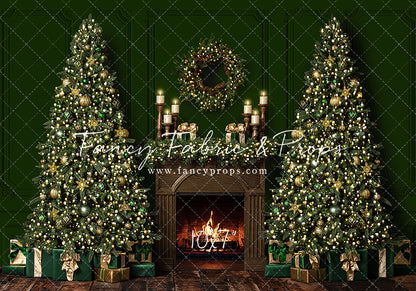 Gold & Greens Classic Christmas Mantle - Room