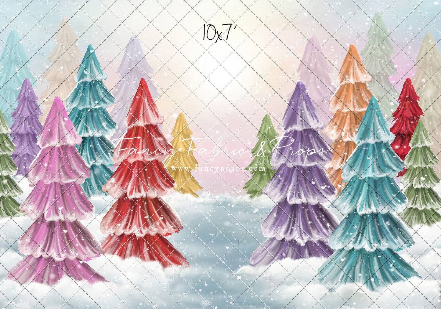 Magical Winter Rainbow Trees Pathway