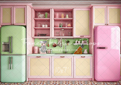 Midge's Kitchenette - Tile Floor Option - With Pink Fridge Sweep Option