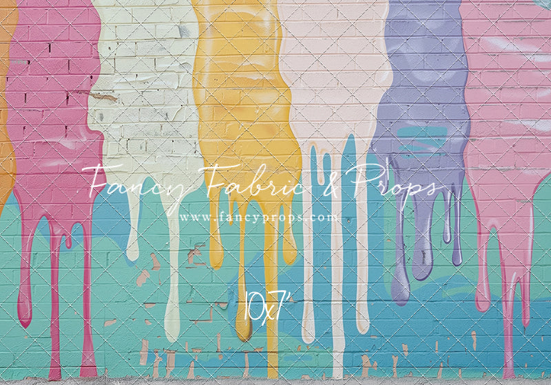 Pastel Paint Drip Wall - Concrete Floor Option - With Sweep Option
