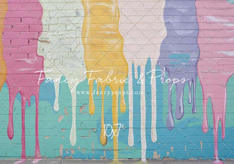 Pastel Paint Drip Wall - Painted Floor Option - With Sweep Option