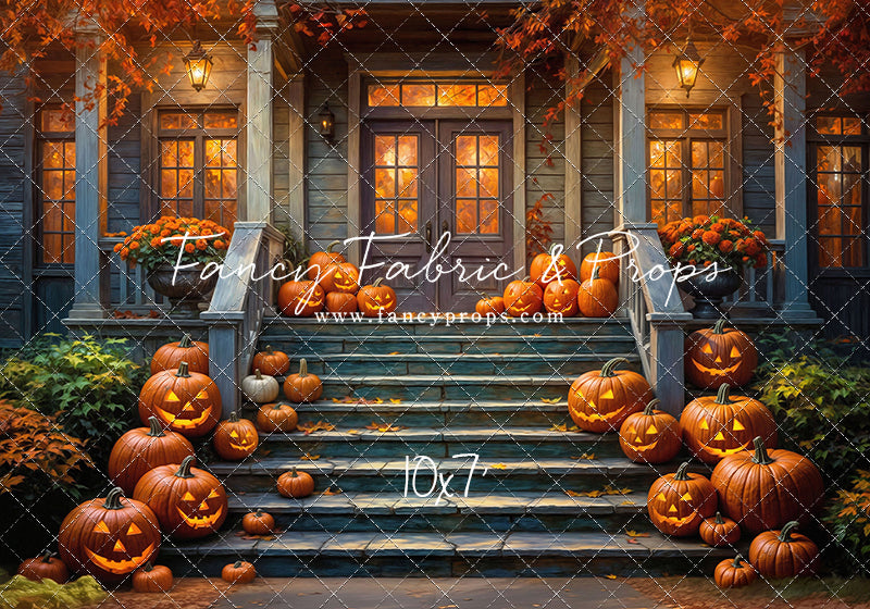 Pumpkin-Lit Porch  - With Sweep Option