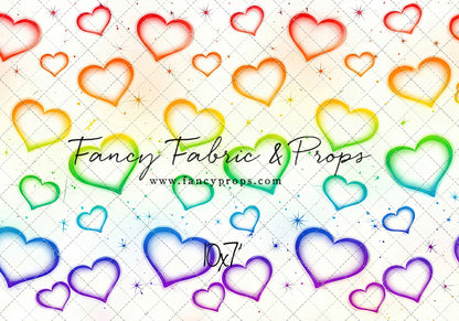 Rainbow Puffy Hearts - With Sweep Option