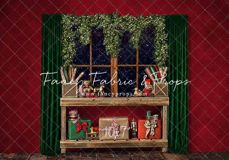 Red Wrapping Room Window