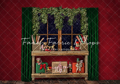 Red Wrapping Room Window