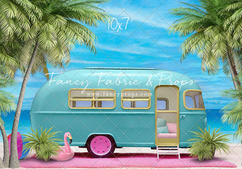 Road Trip Chic - Blue Camper - With Sweep Option