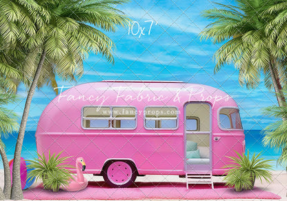 Road Trip Chic - Pink Camper - With Sweep Option