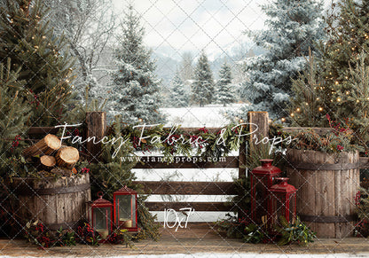 Rustic Wintertime Fence - with Sweep Option