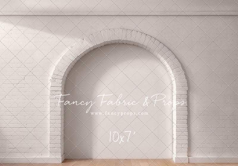 White Brick Alcove - Wood Floor - With Sweep Option