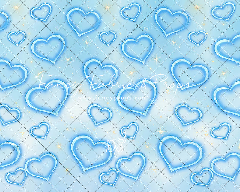 Blue Puffy Hearts - With Sweep Option