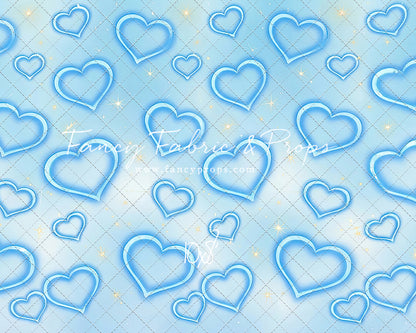 Blue Puffy Hearts - With Sweep Option