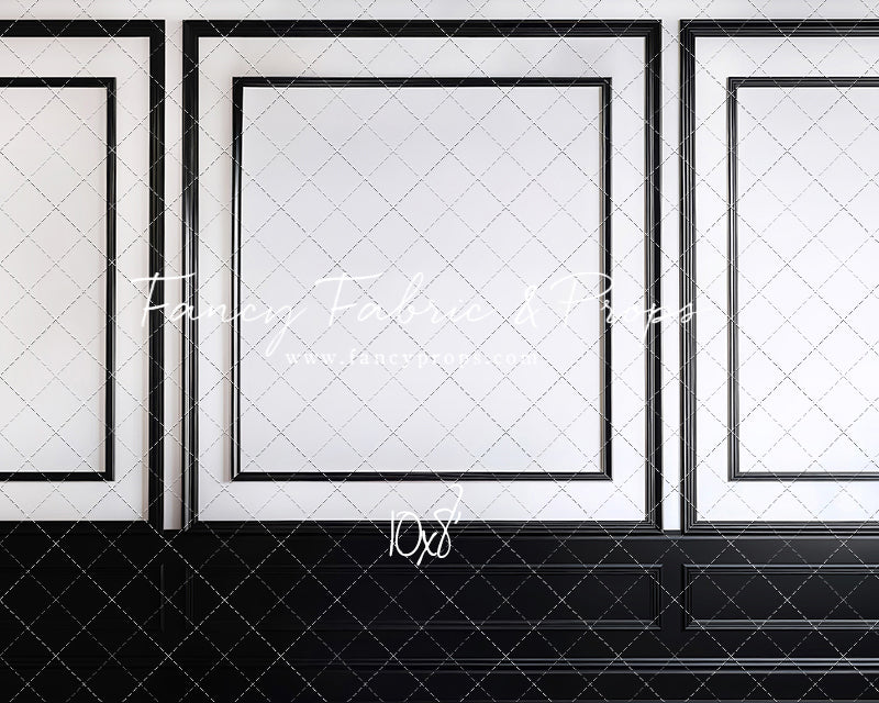 Classy Black & White Wainscoting - Black Floor - With Sweep Option