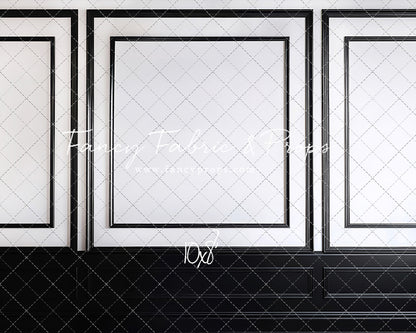 Classy Black & White Wainscoting - White Marble Floor - With Sweep Option