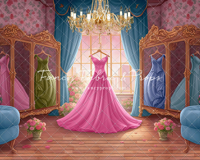 Dress Like A Princess - Pink Dress/Blue Curtains - With Sweep Option