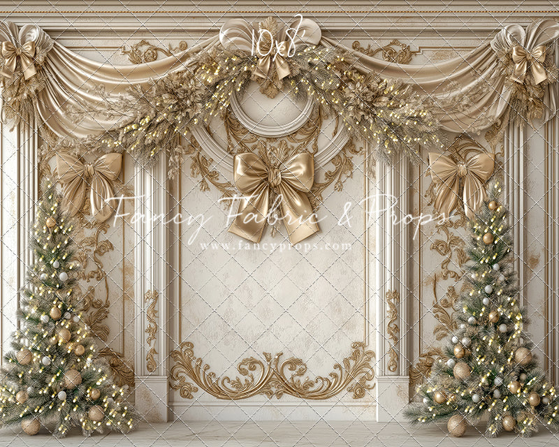 RTS Fancy Gold Bow Wall - 10x8' Value Luxe Fabric - Banding - 60% Off