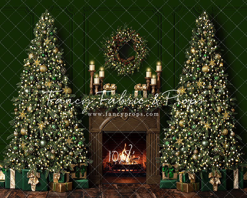 Gold & Greens Classic Christmas Mantle - Room