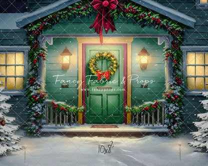 Magical Holiday Porch - Green Door - with Sweep Option