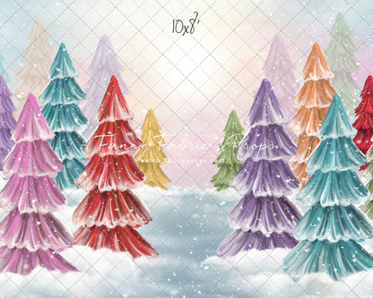 Magical Winter Rainbow Trees Pathway