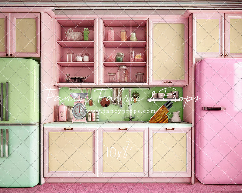 Midge's Kitchenette - Pink Floor Option - With Green Fridge Sweep Option