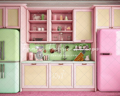 Midge's Kitchenette - Pink Floor Option - With Green Fridge Sweep Option