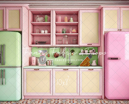 Midge's Kitchenette - Tile Floor Option - With Pink Fridge Sweep Option