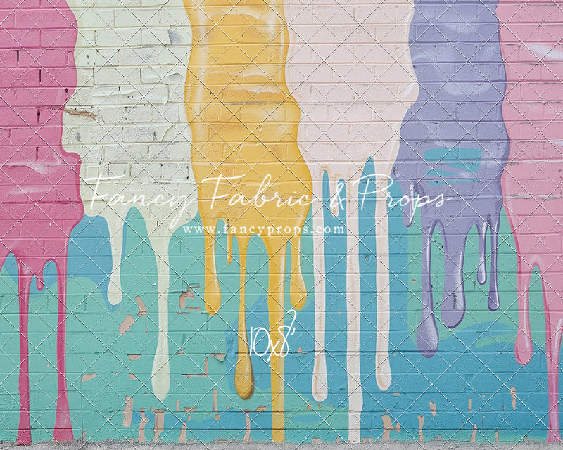 Pastel Paint Drip Wall - Concrete Floor Option - With Sweep Option