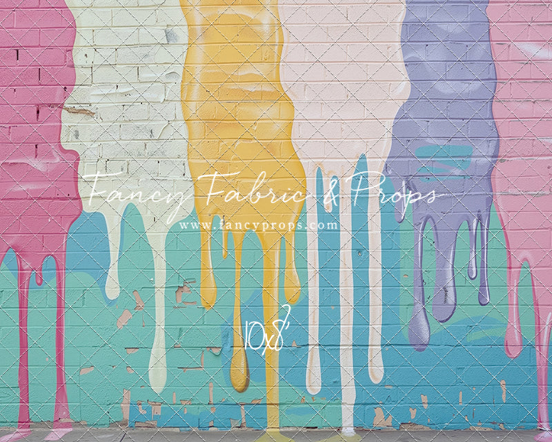Pastel Paint Drip Wall - Painted Floor Option - With Sweep Option