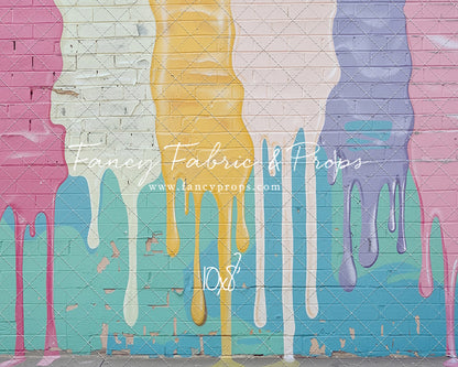Pastel Paint Drip Wall - Painted Floor Option - With Sweep Option