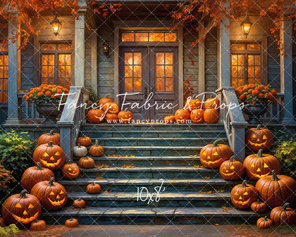 Pumpkin-Lit Porch  - With Sweep Option