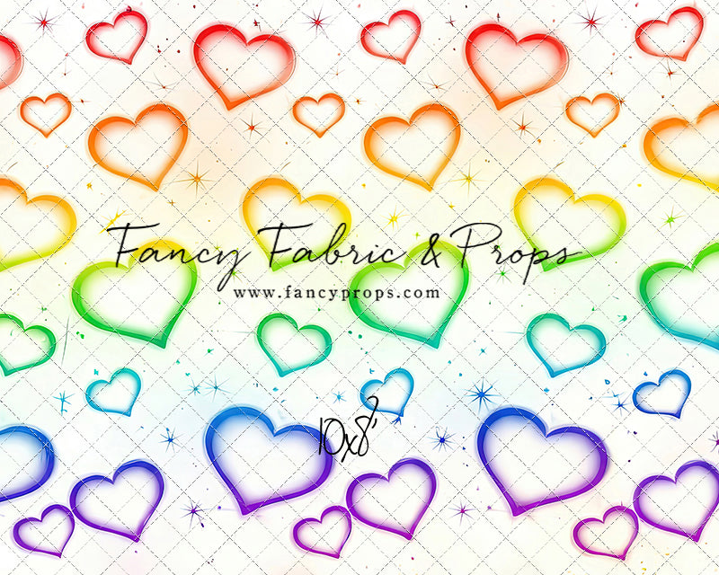 Rainbow Puffy Hearts - With Sweep Option