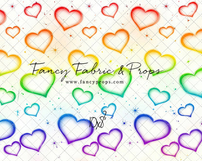 Rainbow Puffy Hearts - With Sweep Option