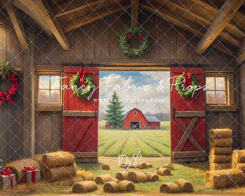 Red Barn Yuletide - Straw Floor - with Sweep Option