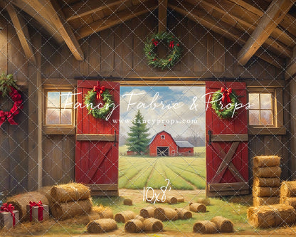 Red Barn Yuletide - Straw Floor - with Sweep Option