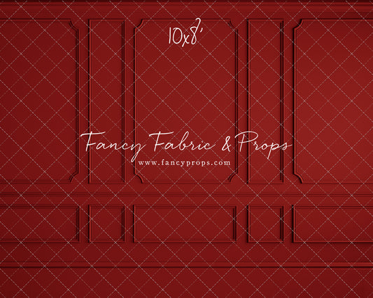 RTS Red Wainscoting Wall 10x8' Fabric - Slight banding, creases - 60% Off