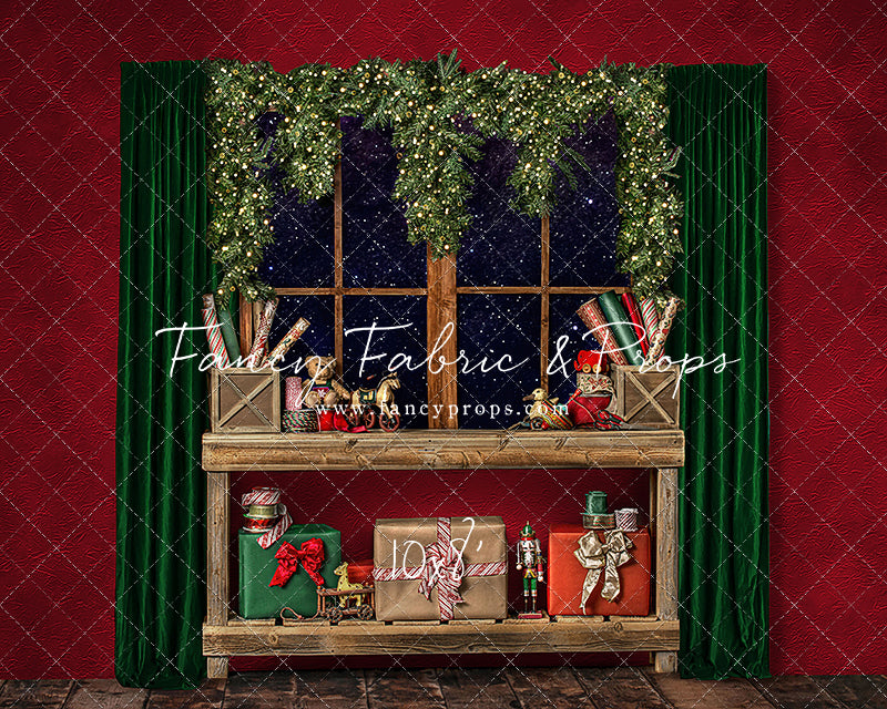 Red Wrapping Room Window