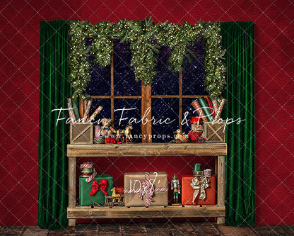 Red Wrapping Room Window