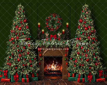 Red & Green Christmas Mantle - Room