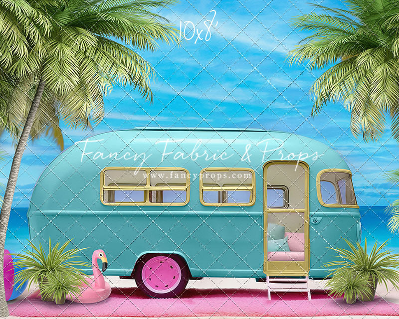 Road Trip Chic - Blue Camper - With Sweep Option