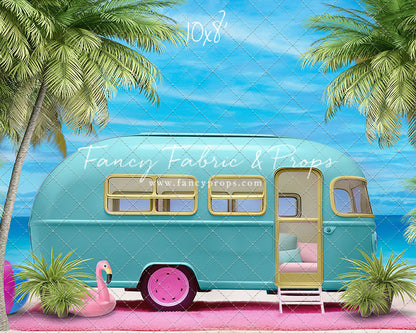 Road Trip Chic - Blue Camper - With Sweep Option