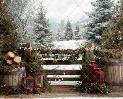 Rustic Wintertime Fence - with Sweep Option