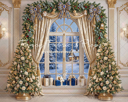 Sapphire & Gold Holiday Window - with Sweep Option