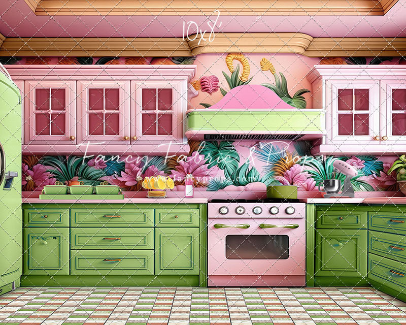 Tropical Kitchen - Lime & Pink - With Sweep Option