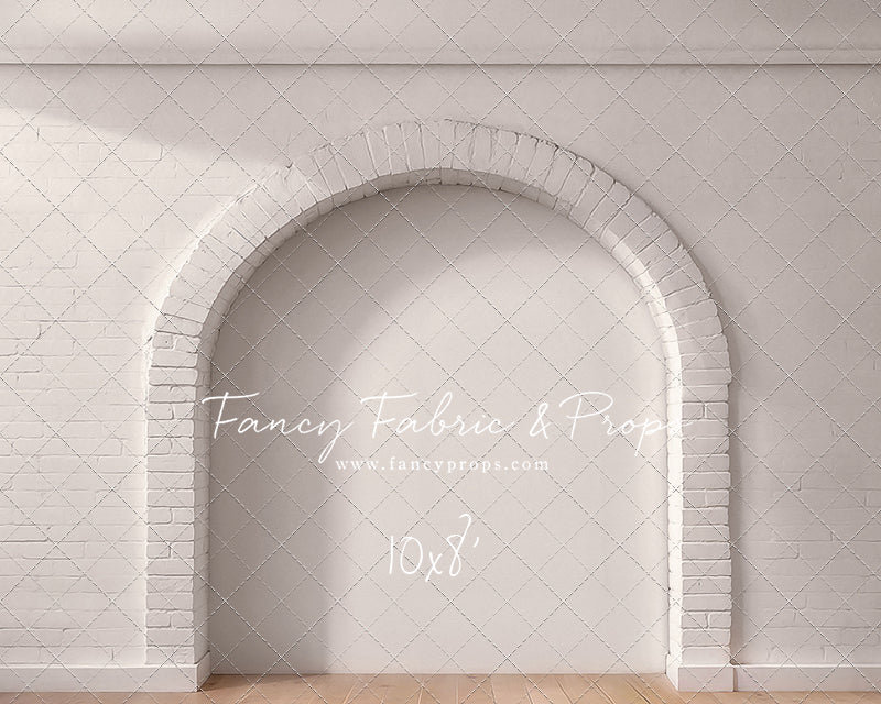 White Brick Alcove - Wood Floor - With Sweep Option