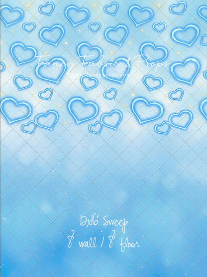 Blue Puffy Hearts - With Sweep Option